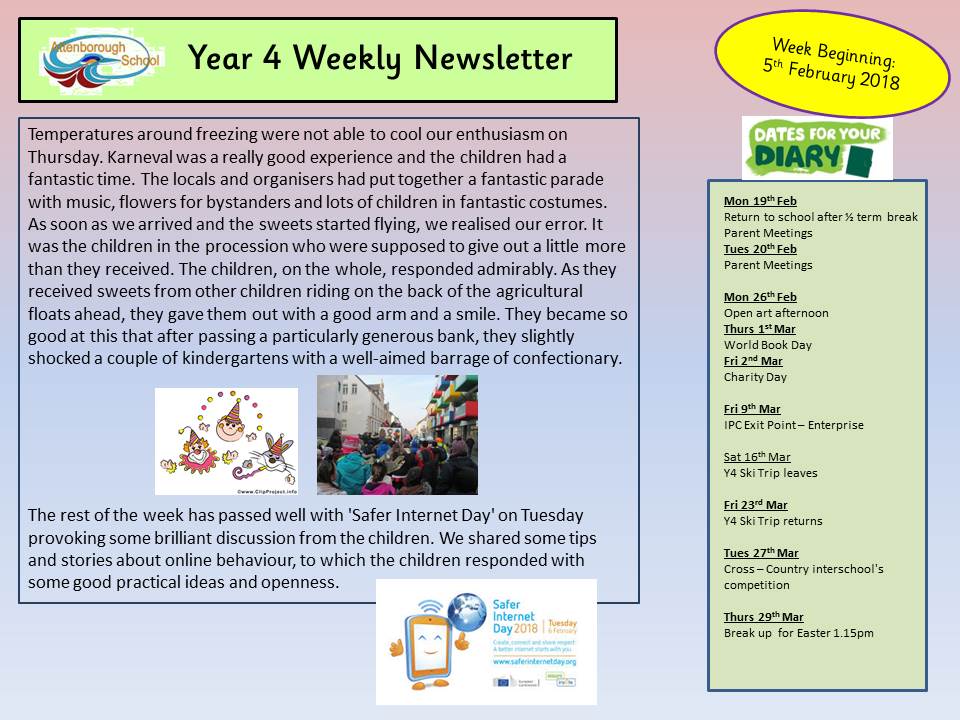 year 4 weekly newsletter attenborough school